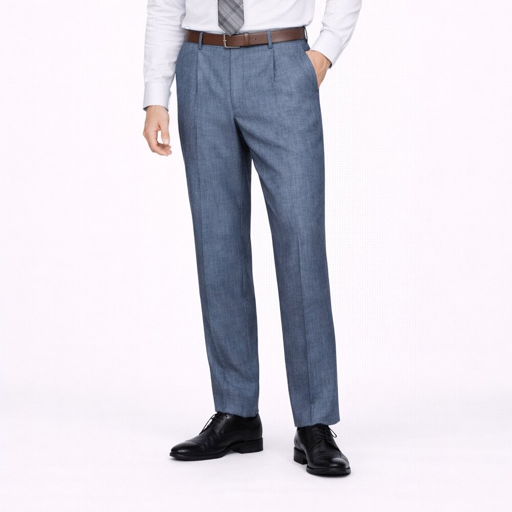 Blue/grey Pinstripe Trousers Men’s Classic Straight-Leg Pants